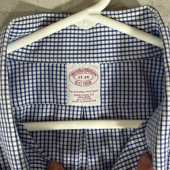 BROOKS BROS Traditional Fit, Non-Iron Plaid Button Down Shirt Size 17-34 - Picture 3 of 11